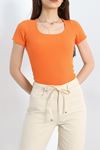 Çerçeve Yaka Crop Body Turuncu - 70538.1388.