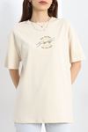 Baskılı Oversize Tişört Bejsarı - 40649.1872.