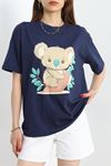 Baskılı Oversize Tişört Lacikahve - 40649.1872.