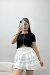 Fermuar Detay Zeplin Bluz Siyah - 41342.1856.