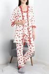 Milan Kumaş 3'Lü Pijama Set Beyazkiraz - 50147.1857.
