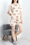 Alt Üst Aynı Viskon Şortlu Pijama Takımı Bejayı - 50700.1961.