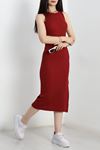 Bisiklet Yaka Elbise Bordo - 90336.1567.