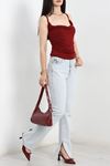 İp Askılı Degaje Yaka Bluz Bordo - 70459.1949.