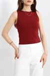 Sıfır Kol Sandy Bluz Bordo - 70463.1949.