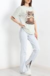 Baskılı Oversize Tişört Mintkahve - 40637.1872.