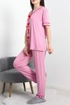 Fiyonk Nakışlı Biyeli Viskon Takım Pembe - 40563.1857.