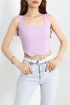 Kare Yaka Crop Atlet Lila - 3939.1595.