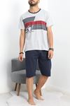 Bisiklet Yaka Şortlu Erkek Pijama Takımı Gri - 50690.1838.