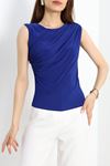 Sandy Kumaş Büzgülü Bluz Saks - 70629.1019.