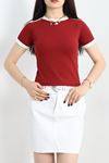Bisiklet Yaka Şeritli Body Bordo - 70625.1019.