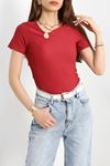 Halka Detaylı Bluz Bordo - 70614.1019.