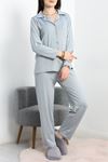 Milan Düğmeli Pijama Takımı Gri - 50728.1929.