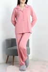 Milan Düğmeli Pijama Takımı Koyupembe - 50728.1929.