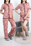 Milan 3'Lü Pijama Takımı Seti Pembebej - 50596.1857.