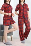Milan 3'Lü Pijama Takımı Seti Kırmızıekose - 50596.1857.