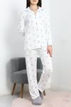 Milan Düğmeli Pijama Takımı Beyazmavi - 50728.1929.