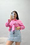 Terikoton Oversize Gömlek Pembe - 30840.1949.