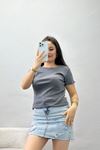 Overlok Detaylı Tişört Dumangri - 90340.1567.