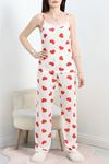 Modal Kumaş Dantelli Pijama Takımı Ekrukırmızı - 620.1287.