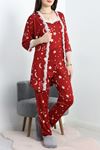 Milan Kumaş 3'Lü Pijama Set Bordo - 50147.1857.