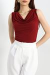 Degaje Yaka Drapeli Bluz Bordo - 70643.1949.