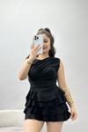 Sandy Kumaş Büzgülü Bluz Siyah - 70629.1019.