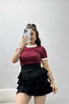 Bisiklet Yaka Crop Body Bordo - 70632.1019.