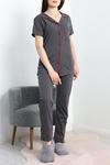 Düğmeli Süprem Pijama Takımı Antrasit - 41820.1048.