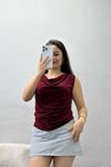 Degaje Yaka Drapeli Bluz Bordo - 40359.1949.