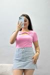 Yaka Pencereli Body Pembe - 70615.1019.