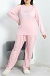 Viskon Büyük Beden Pijama Takımı Pembebeyaz - 50727.1049.