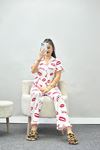 Pegasus Fırfırlı Düğmeli Pijama Takımı Beyazkırmızı - 671.1287.