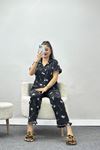 Pegasus Fırfırlı Düğmeli Pijama Takımı Siyahmavi - 671.1287.