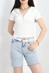 Fermuarlı Crop Body Beyaz - 70634.1019.