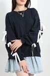Fiyonklu 2 İplik Sweat Lacivert - 50492.1857.