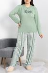 Viskon Büyük Beden Pijama Takımı Yeşil - 50727.1049.