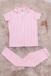 5-12 Yaş Milan Düğmeli Pijama Takımı Pembeçizgili - 50713.1048.