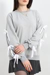 Fiyonklu 2 İplik Sweat Gri - 50492.1857.