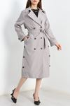 Yan Düğmeli Oversize Trençkot Dumangri - 7518.179.