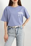 Baskılı Oversize Tişört İndigo1 - 70652.1872.