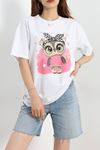 Baskılı Oversize Tişört Beyazvizon - 70652.1872.