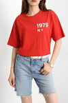 Baskılı Oversize Tişört Kırmızı - 70652.1872.