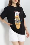 Baskılı Oversize Tişört Siyahbeyaz - 70652.1872.