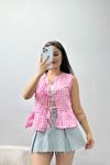 Sıfır Kol Bağlamalı Bluz Pembe - 30991.1949.