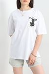 Baskılı Oversize Tişört Beyazsiyah - 70652.1872.