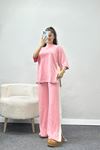 Yırtmaçlı Şeritli Takım Pembe - 70425.1254.
