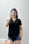 Fermuarlı Viskon Bluz Siyah - 20938.599.
