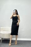 Askılı Krep Elbise Siyah - 581812.1592.