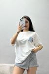 Baskılı Oversize Tişört Beyazmavi - 70652.1872.